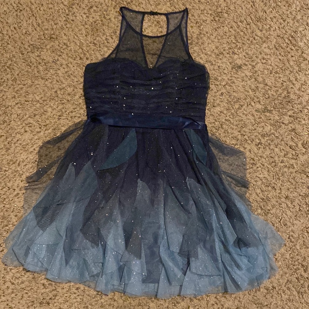 Blue sparkly prom/ dance dress.